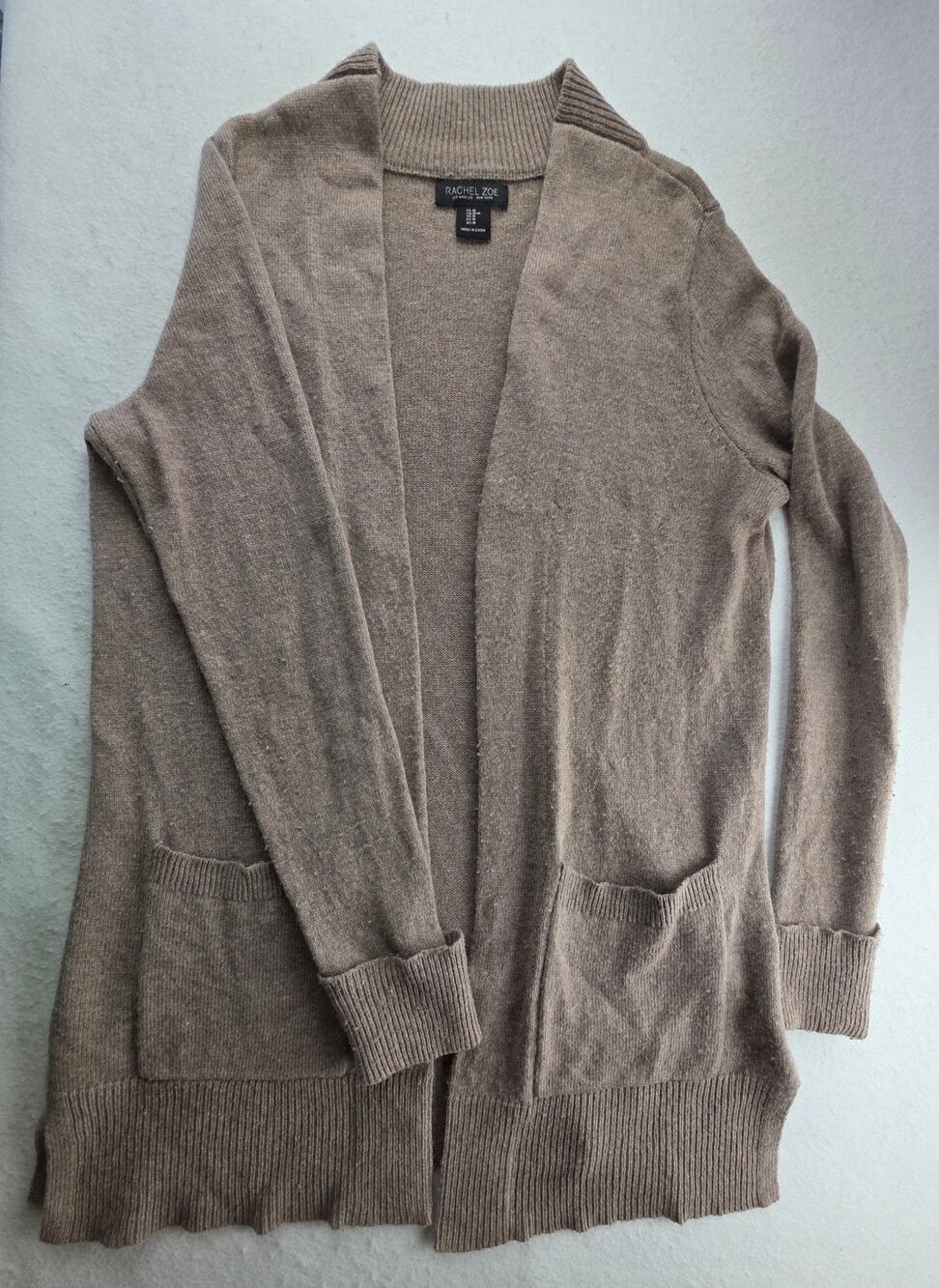 Rachel Zoe Wool Tan Cardigan Size Medium